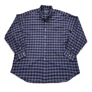 Polo Ralph Lauren Blue Plaid Big Shirt Button Down Men's 2XL XXL